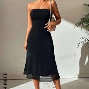 black strapless dress